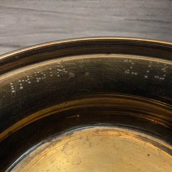 Vintage Brass Engraved Footed Bowl India Persian Floral 8" - Picture 3 of 7